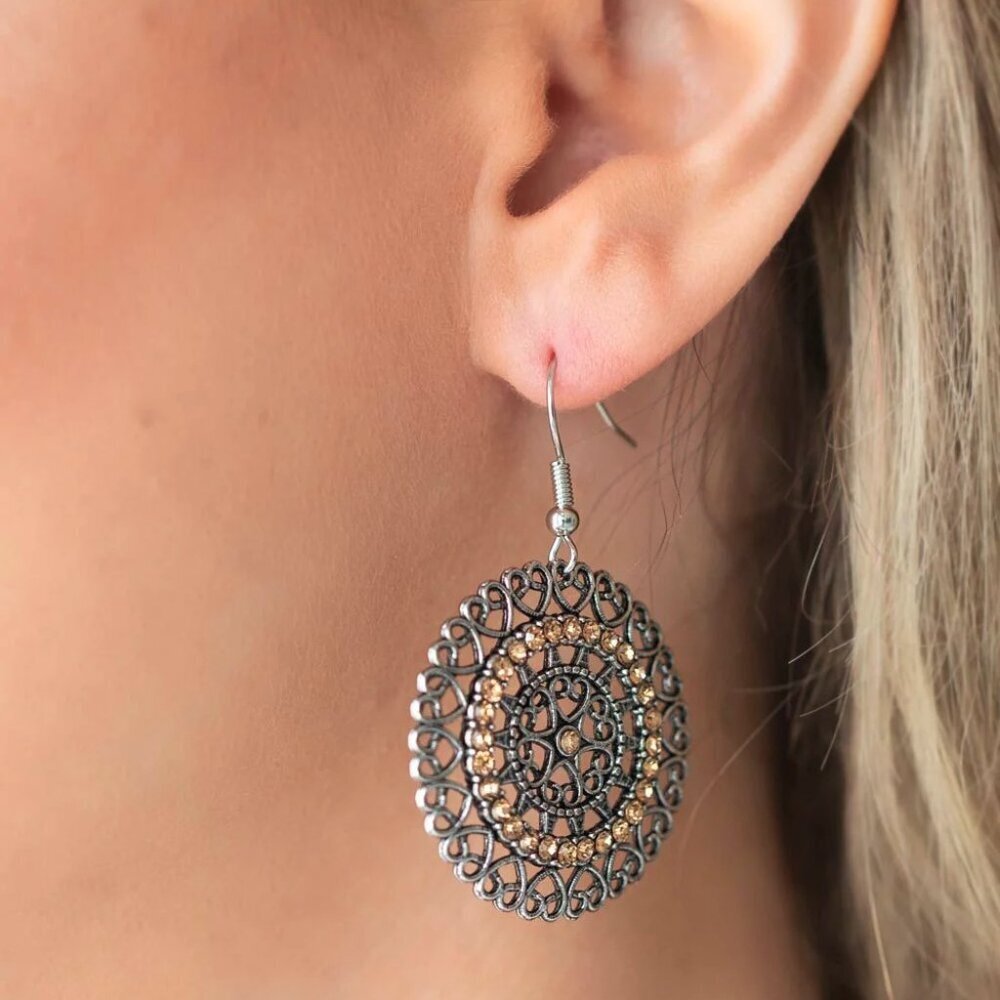 Paparazzi Jewelry Accessories - Fairytale Finale - Brown Earrings - Vintage